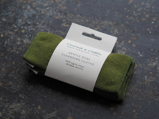 Organic Cotton Gentle Dual Cleansing Cloths - Moss Green