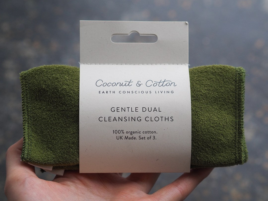 Organic Cotton Gentle Dual Cleansing Cloths - Moss Green