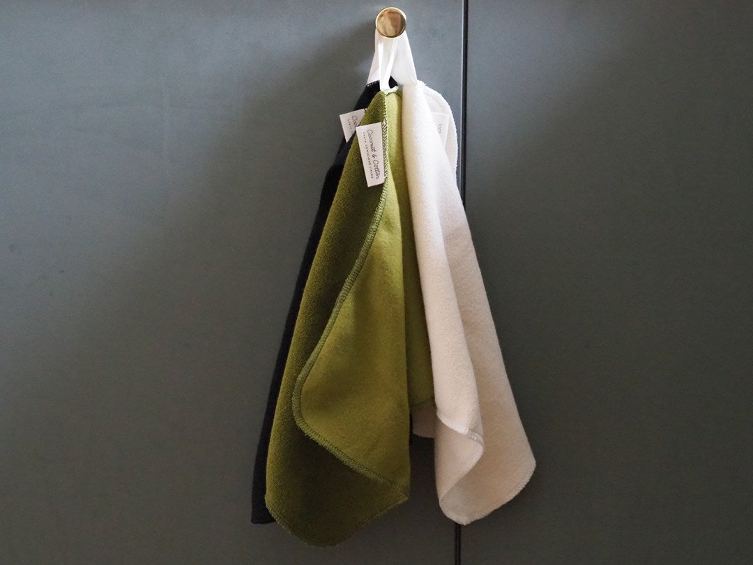 Large Organic Gentle Dual Cleansing Cloths - Moss Green